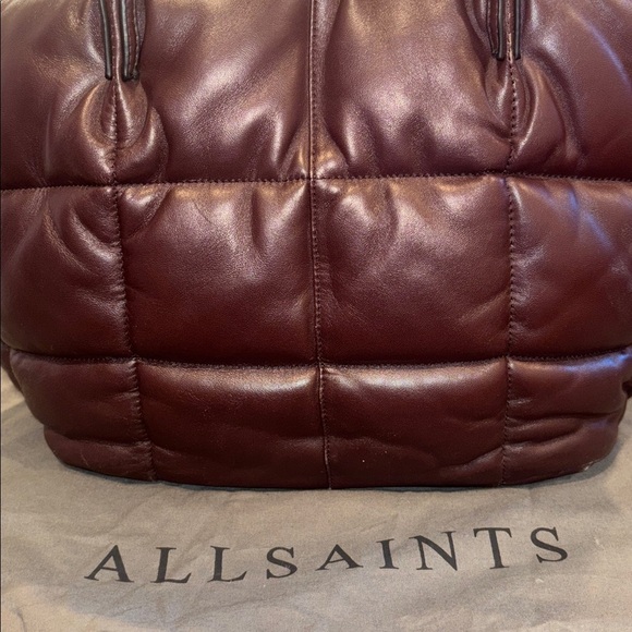 AllSaints Quilted Brown Genuine Leather Tote Bag - Picture 12 of 12